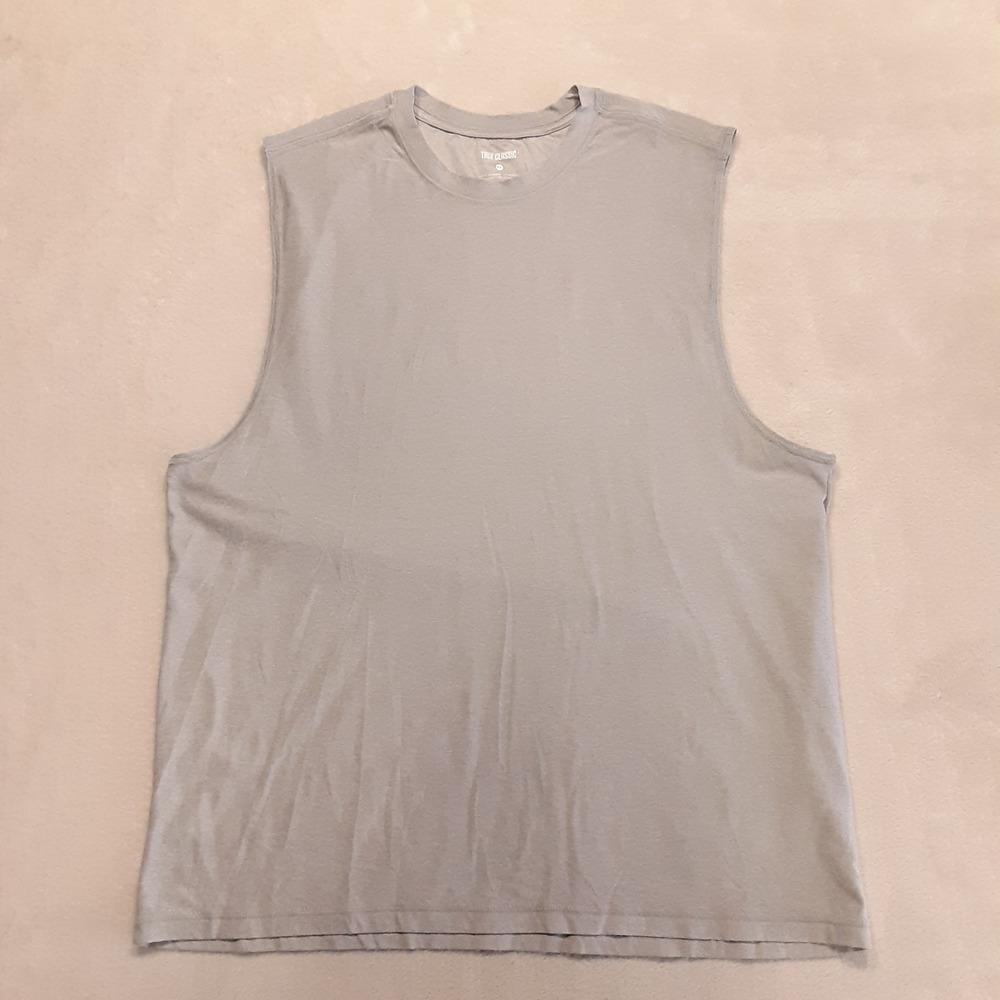 True Classic Mens Sleeveless Active Tee XL Light Gray Performance Athletic
